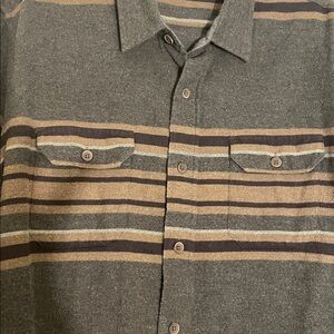 Tailor Vintage Gray and Brown Striped Shirt XL